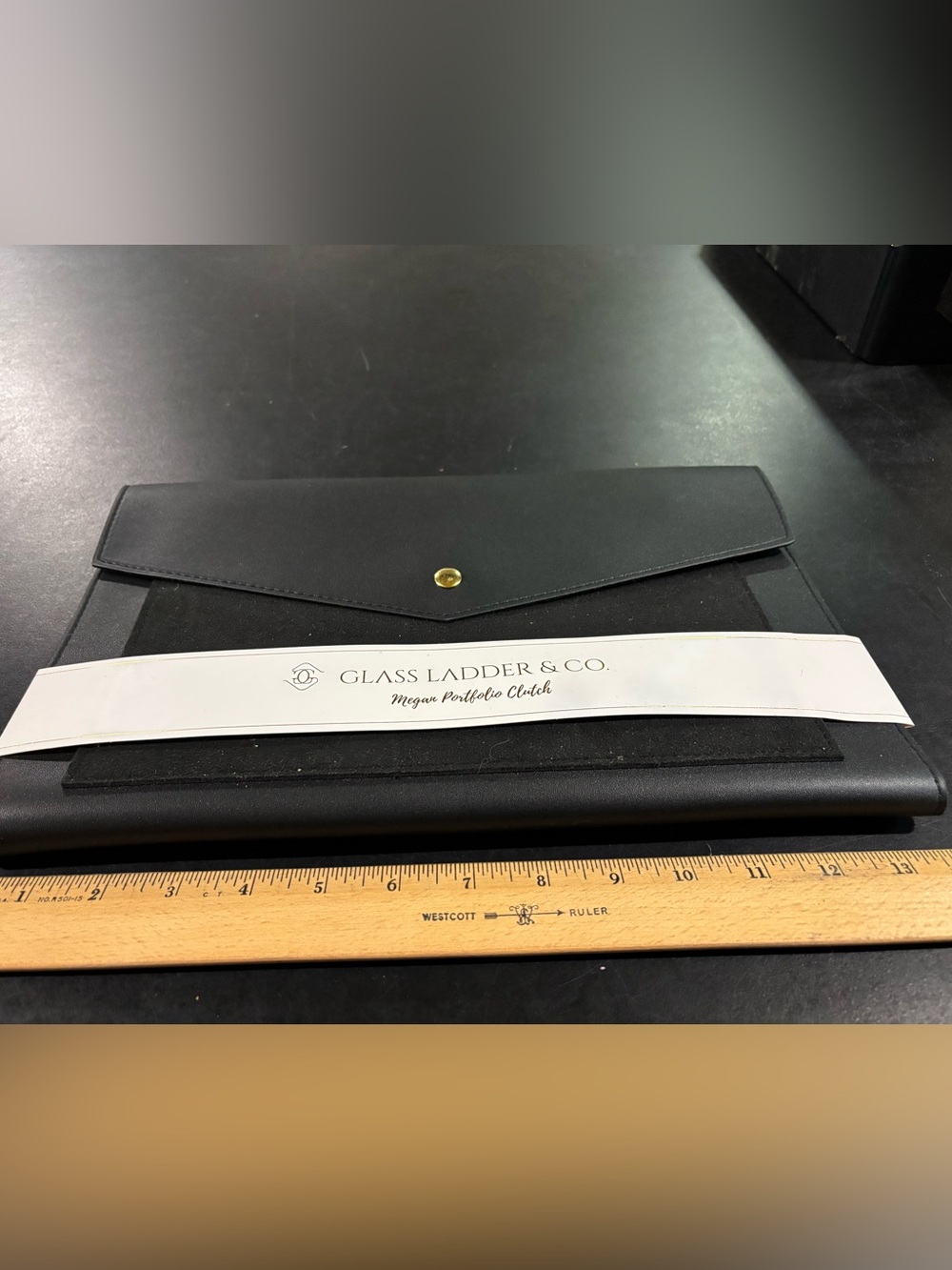 GLASS LADDER & CO MEGAN PORTFOLIO CLUTCH ESP DESIGNED BLACK NWT